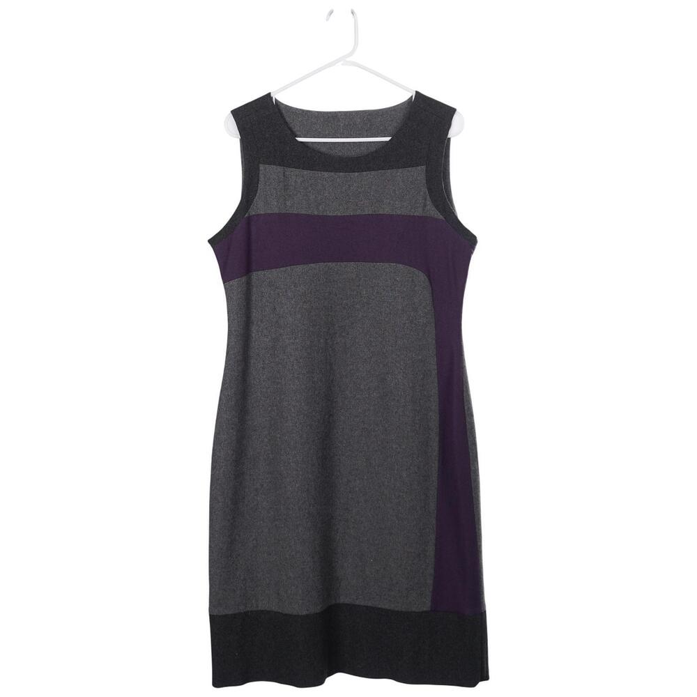 Brooklyn Industries Dress 12 Gray Purple Wool Blend Colorblock Sleeveless Sheath